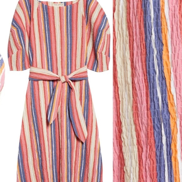 Mara Hoffman Cecilia Stripe Organic Cotton Midi Sun Dress Rainbow Multi Medium - Picture 6 of 12
